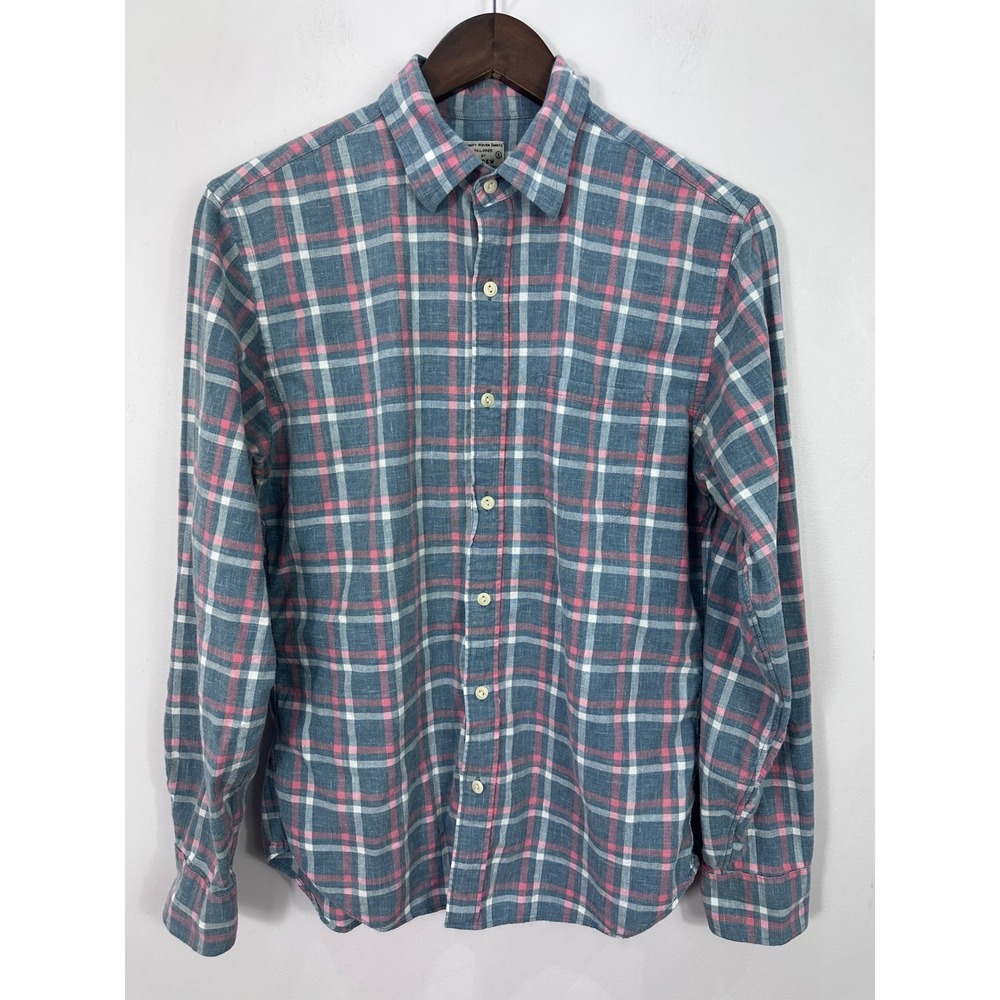 J.Crew Button Down Shirt Mens Small Blue Pink Plaid Cotton Tailored Long Sleeve